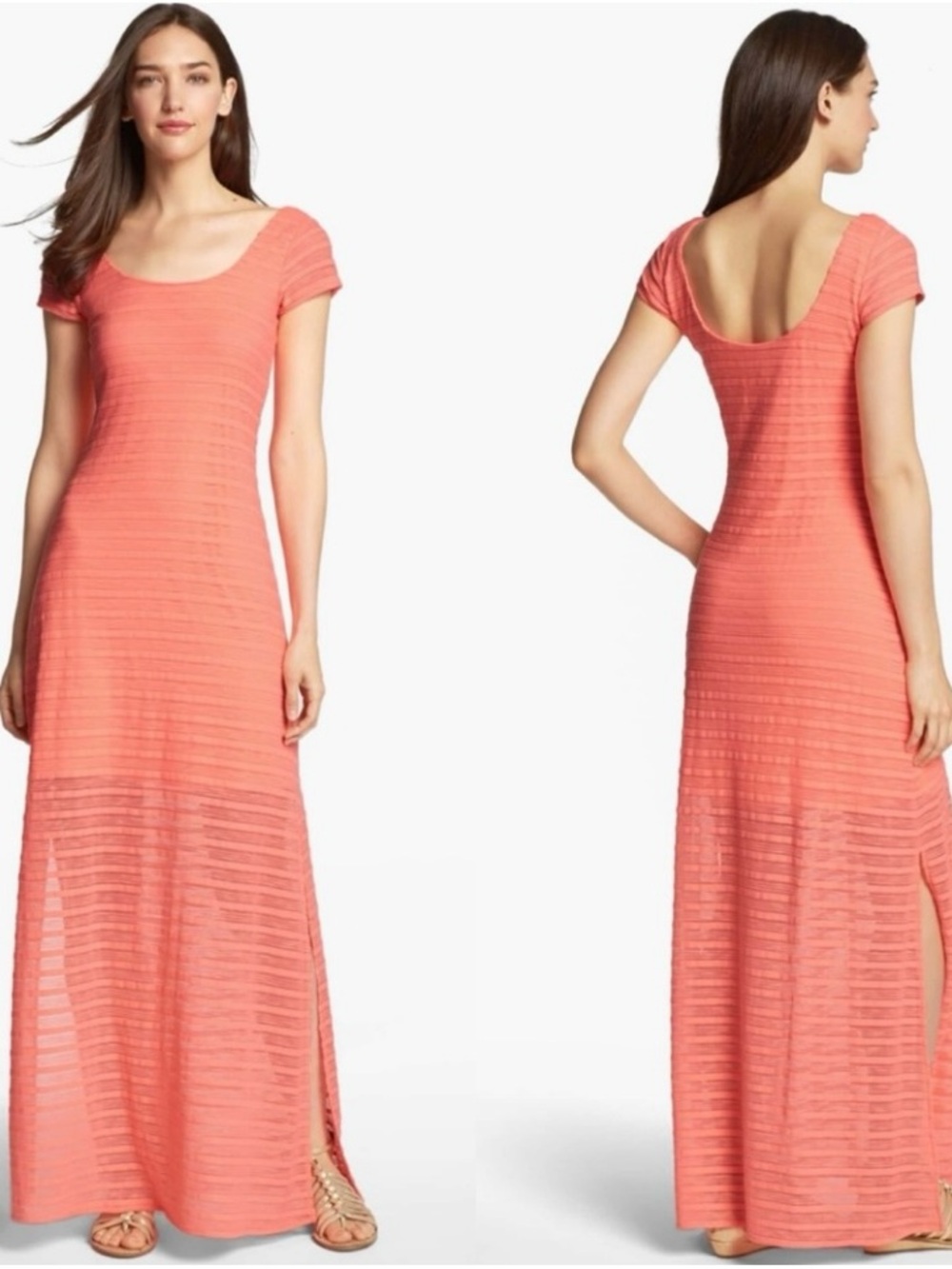 Lilly Pulitzer Ramsey Textured Scoop-Back Maxi Dress Pink Size Small